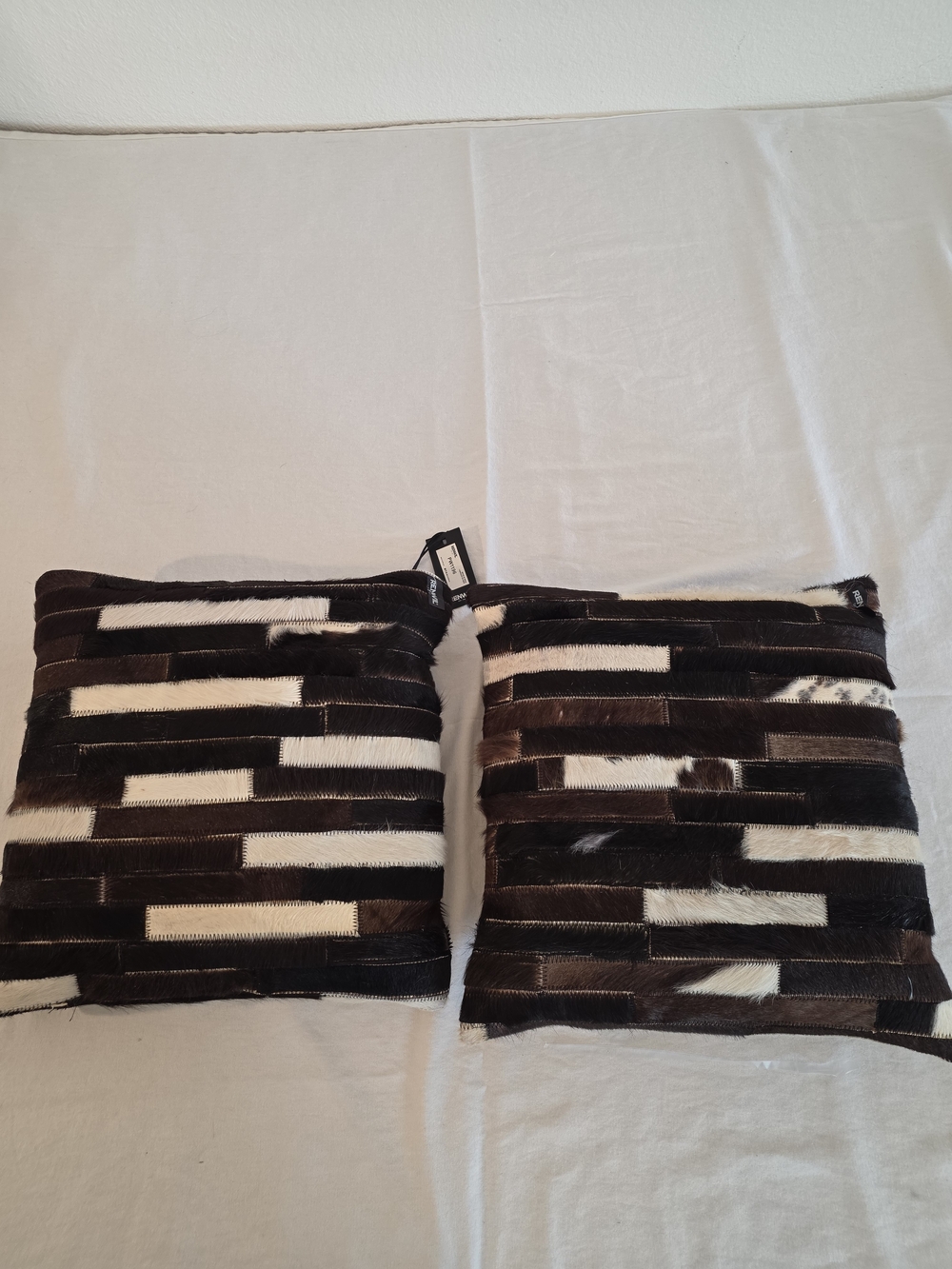 Hair On Hide Throw Pillow - Brown & White. (2)
